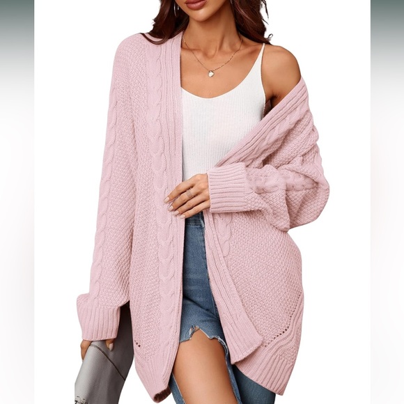 ❤️SOLD LOCALLY❤️ Women's Cable Knit Open Front Cardigan - Pink S - Picture 4 of 9